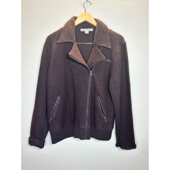David Brown Women's Size Large Brown Biker Look Knitted Zipper Sweater EUC - Picture 1 of 5